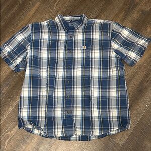 Carhartt men's‎ relaxed fit short-sleeve plaid button-down shirt Size XL Work